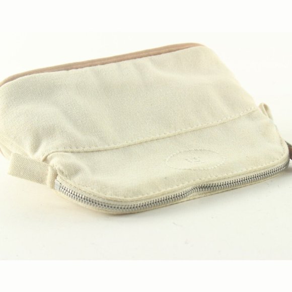 HERMES Ivory H Logo Bolide Cosmetic Case Canvas x Leather 1HER727K - Picture 10 of 12
